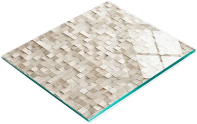 Keuken serveerplank van gehard glas met afbeelding, hout, 60x52 cm