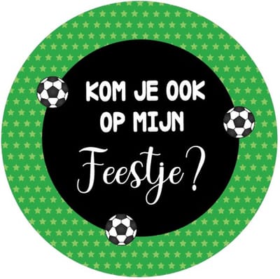 25 x Voetbal Stickers - Voetbal - Groen Zwart - Feestje - Sluitstickers - Kinderfeest Traktatie - Uitdelen - Uitdeeltraktatie - Wensetiket - Rond - 40mm - Glossy sticker