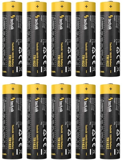 Technik Oplaadbare Lithium Batterij - Li-ion - 18650 / TR1822 - 2200mAh - 3.7V - 10 stuks