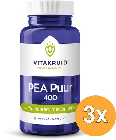3x Vitakruid PEA Puur 400 Optipea® Palmitoylethanolamide (60 vega capsules)