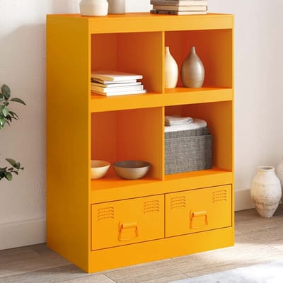 vidaXL - Hoge - kast - 67x39x95 - cm - staal - mosterdgeel