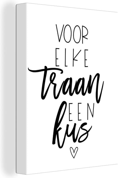 Canvas Schilderij Get well soon - Spreuken - Hartjes - Kus - 30x40 cm - Wanddecoratie