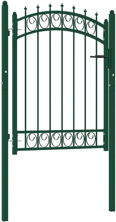 Stevige Tuinpoort met Speerpunten 100x125 cm Groen Staal