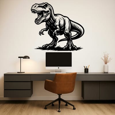 T-Rex Wanddecoratie Hout – Dino Muurdecoratie – Lasergesneden Dinosaur Design – Stoer Cadeau voor Dino Liefhebber – Kinderkamer & Speelkamer Decor – 75 cm Breed