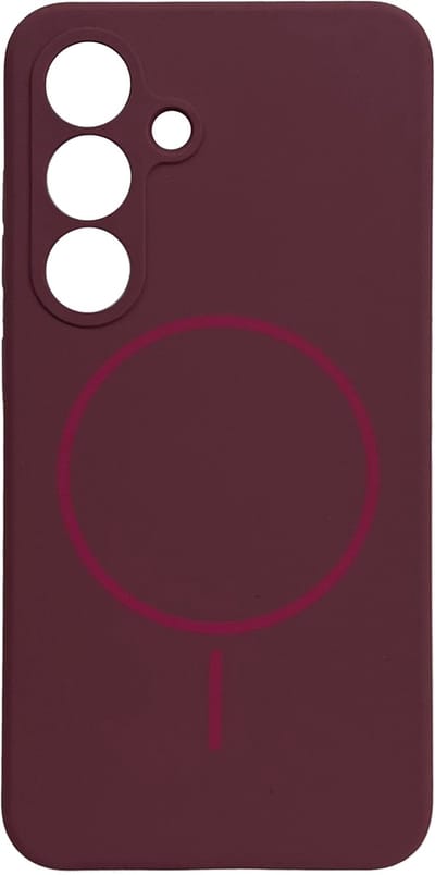 Casemania Hoesje Geschikt voor Samsung Galaxy S25 - Bordeaux - Zachte Liquid Siliconen Back Cover Case - Geschikt voor MagSafe - Zeer Sterke Magneet - Telefoon hoes met Camera Bescherming