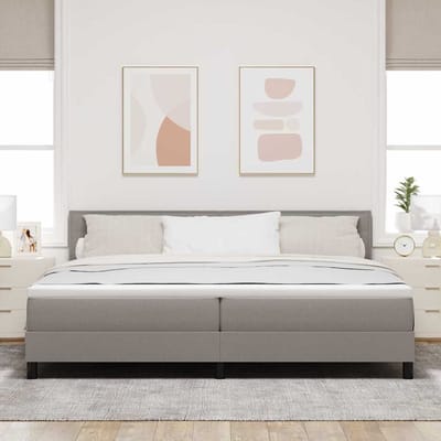 vidaXL - Boxspring - bed - met - kussen - met - hoofdeinde - Taupe - 200 - x - 200 - cm - Stof