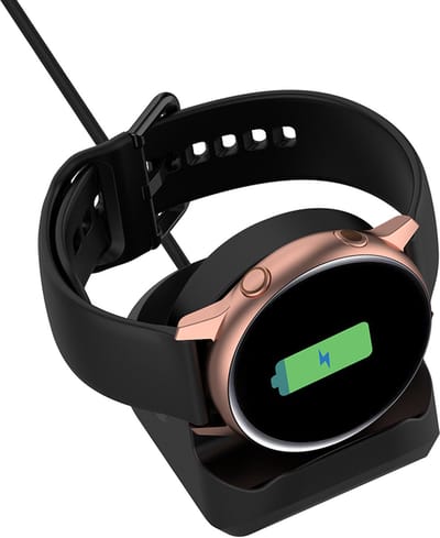 BukkitBow – Luxe Lader Houder Geschikt voor Samsung Galaxy Watch – Oplaadstation / Bureau Standaard voor Samsung Galaxy Watch Active/Classic 1/2/3/4 (40mm - 41mm - 42mm - 44mm - 45mm - 46mm) – Stand Zonder Oplader - Zwart