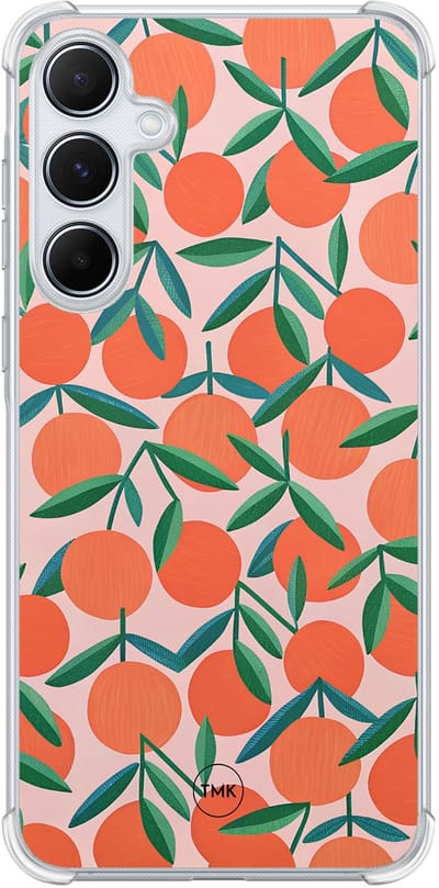 Shockproof hoesje geschikt voor Samsung Galaxy A55 - Sweet oranges - Schokbestendig - Verhoogde randen - TPU case - Extra Sterke Back Cover - Print - Transparant, Oranje
