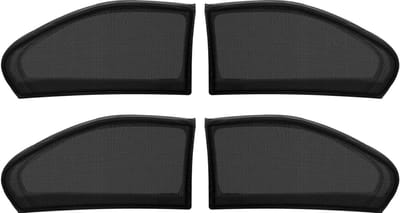 Dailygoods- Zonwering met 4 Stuks - Auto Zonnescherm - Bescherming Tegen UV-Stralen - Zwart Nylon Mesh - Uittrekbaar - Ademend Materiaal