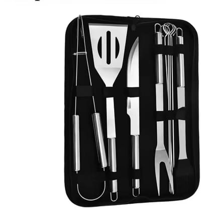Barbecue gereedschapsset - BBQ gereedschap - 9-delig set - BBQ tang - Barbecue tang - In handige hoes - Zwart - CHPN