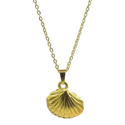 Vergulde Damesketting met schelphanger - Goudkleurig - 45 cm - Zomer design - Hanger 16 x 19 mm - Hypoallergeen Staal