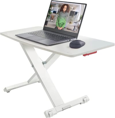 Leitz Zit Sta Bureau Verhoger Met Schuiflade - In Hoogte Verstelbaar - 70 X 35 Cm - Wit En Grijs - Compact Ergonomisch Werkstation Voor Laptop En Monitor