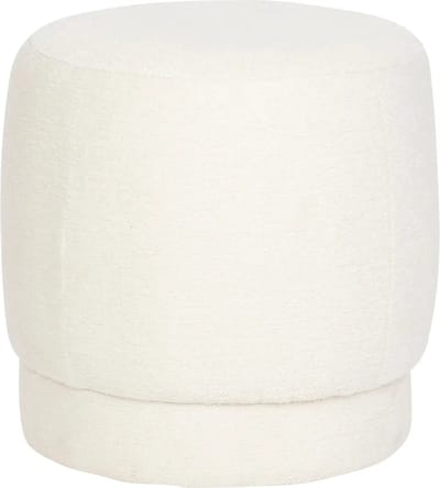 Atmosphera Poef om te zitten Perfect Seat - stof/hout - wit - 40x40 cm - bijzet stoeltjes