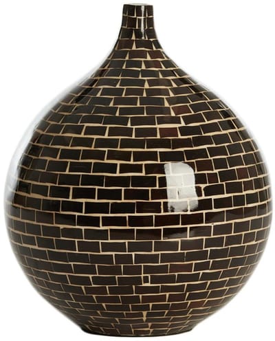 Light & Living Vaas Elorza - Donkerbruin - Ø22cm - Hout - Modern - Bloemenvaas - Woondecoratie - Decoratieve vaas voor woonkamer of slaapkamer