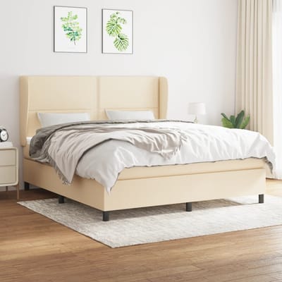 vidaXL - Boxspring - met - matras - stof - crèmekleurig - 180x200 - cm