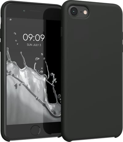 kwmobile telefoonhoesje geschikt voor Apple iPhone SE (2022 / 2020) / iPhone 8 / 7 - Hoesje met siliconen coating - Smartphone case in mat zwart