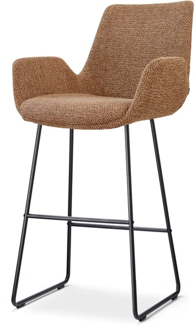 Nolon Nino-Eef barkruk bruin blend - zwart onderstel - 75 cm - scandinavisch - barstoel - met armleuning