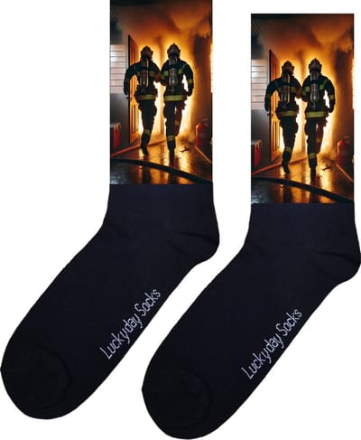 Brandweer - Opkikker - Grappige sokken - Valentijn cadeau - Verjaardag cadeau - Sint cadeau - Leuke sokken - Huis - Vrolijke sokken - Cadeautje - Grappig cadeau - Kerst sokken - Vaderdag - Moederdag - Kerstcadeau - Socks maken Happy - 37-44