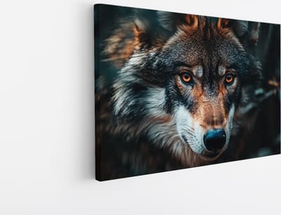 Saammp Canvas Schilderij - Wolf portret - Dieren - Natuur - 30x20 - Foto op canvas - Wanddecoratie - muurdecoratie Woonkamer - Slaapkamer decoratie - Canvas Print