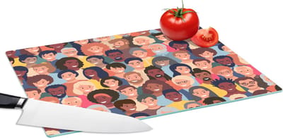 Glazen Snijplank - 39x28 - Diversiteit - Patronen - Gezicht - Snijplanken Glas