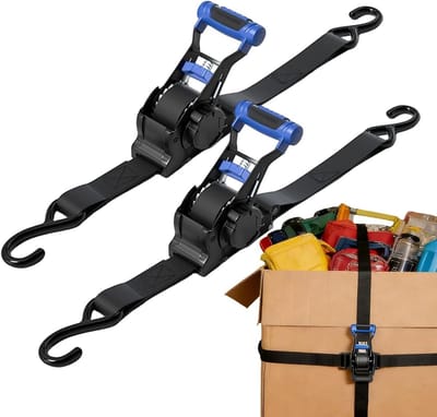 Spanbanden - Ratelriemen Cargo Straps - Vracht Beveiligen - Eenvoudige Eénhand Bediening - 330 cm Lengte - Blauw
