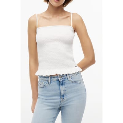 Tommy Hilfiger Slim Smock Strap Ancient White Größe: XS | Tanktops Outlet | Damen | Weiß