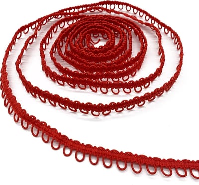 Elastische Knopsgat Touw van 4,5 Meter - Dames Kraag Met Elastische Sluiting en Kantdecoratie (Rood) voor Mode en Accessoires