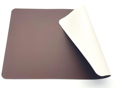Kade 171 placemats rechthoekig 6 stuks 45 x 30 cm - lederlook dubbelzijdig bruin met wit