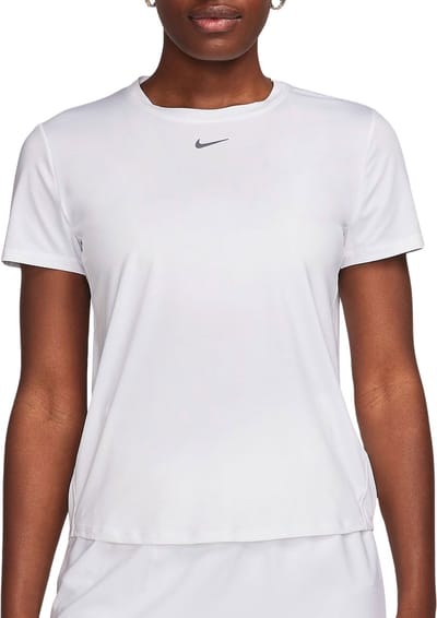 NIKE W NK ONE CLASSIC DF SS TOP Dames Sporttop - Wit/Zwart - Maat XS