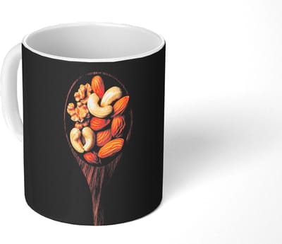 Mok - Koffiemok - Hout - Noten - Zwart - Mokken - 350 ML - Beker - Koffiemokken - Theemok