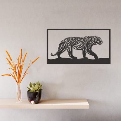 Wanddecoratie Luipaard - Muurdecoratie Luipaard - Muurdecoratie Hout - Wanddecoratie Hout - Muurdecoratie Woonkamer - Wanddecoratie Woonkamer - Wanddecoratie Industrieel - Wanddecoratie Dieren - Home Decor - Wall Line Art - 49 x 27 cm