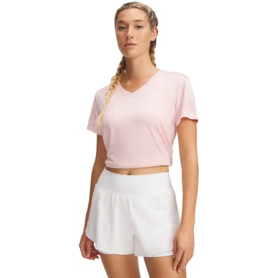 Under Armour Tech Short SleeveV- Twist Dames Sportshirt - Roze