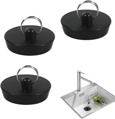 EXCITAT Afvoerstop - Gootsteenstop - Badstop - met haak - voor keuken en badkamer - 3 stuks