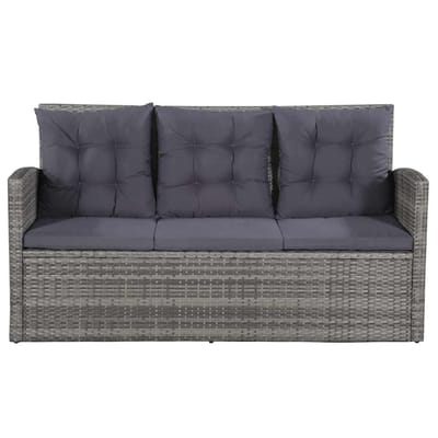 vidaXL - 6-delige - Loungeset - met - kussens - poly - rattan - grijs