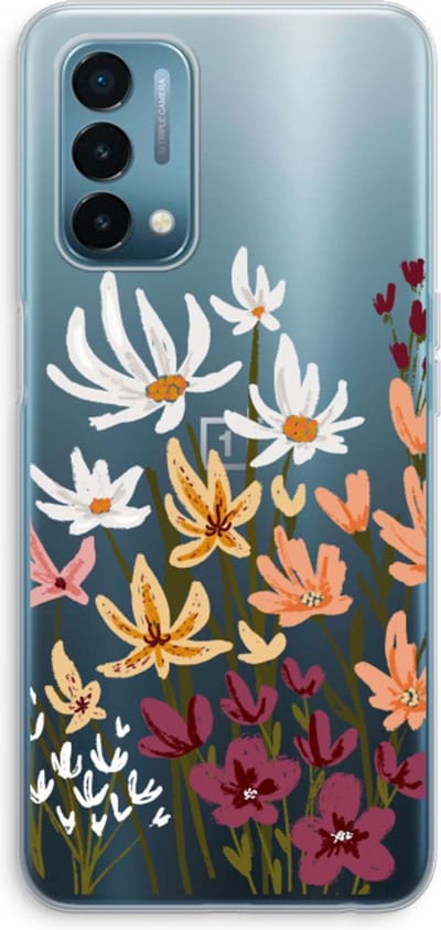 Case Company® - Hoesje geschikt voor OnePlus Nord N200 5G hoesje - Painted wildflowers - Soft Cover Telefoonhoesje - Bescherming aan alle Kanten en Schermrand
