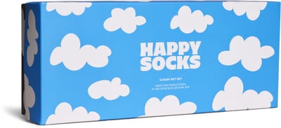 Happy Socks unisex giftbox 4P sokken cloudy blauw & zwart mt36-40