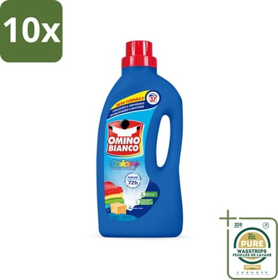 10 x Omino Bianco - Color+ - Wasmiddel - Tot 72h Parfum - Gekleurde Was - 37 Wasbeurten - Grootverpakking - Kleurbehoud - Wasmiddel - Frisse Geur - Kleuren Beschermen - Wasmiddel Voor Gekleurd Textiel