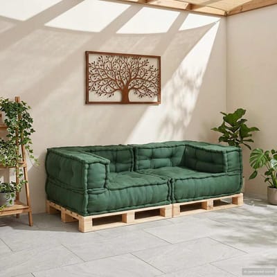 vidaXL - 2-zits - modulaire - bank - 140x70x36 - stof - groen