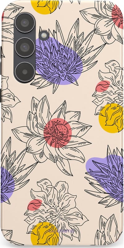 Casetastic Hoesje Geschikt voor Samsung A55 - Stijlvolle Beschermende Duo-layer Case - Bloemenschets