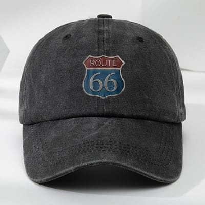 Casquette de Baseball Vintage Route 66 Pour Hommes Femmes, Chapeau Papa Rétro Usé, Casquette de Soleil Snapback Réglable pour Road Trip Adjustable black