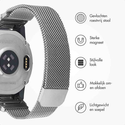 imoshion Milanees bandje - Geschikt voor Garmin 22 mm aansluiting - Maat L/XL - Zilver