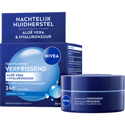 NIVEA Essentials Verfrissende Nachtcrème voor Vrouwen - Normale tot Gemengde huid - Met Lotusextract en Waterlelie-extract - Vitamine E en Provitamine B5 - 50 ml