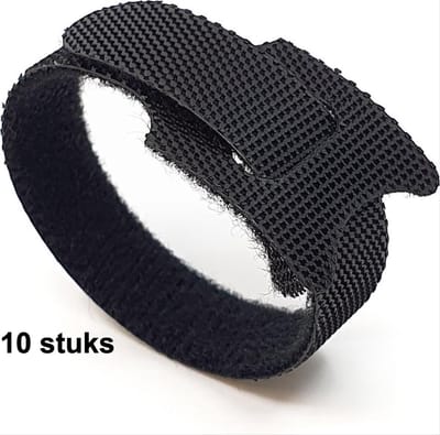 Scoby - Klittenband Kabelbinders - Kabelbeheer en Organisatie - Cable Ties - 15 CM - Zwart - 10 Stuks