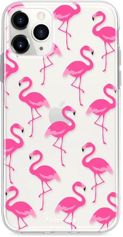 Fooncase Hoesje Geschikt voor iPhone 11 Pro Max - Shockproof Case - Back Cover / Soft Case - Flamingo