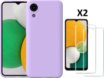 Hoesje Geschikt Voor Samsung Galaxy A03 Core hoesje silicone soft cover Lila - Hoesje Geschikt Voor Samsung Galaxy Galaxy A03 core Silicone hoesje - Ao3 Core Screenprotector 2 pack