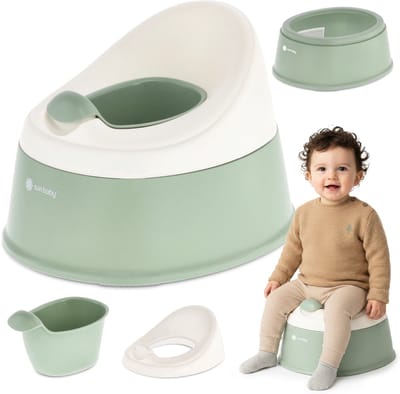 sun baby Potje NESTPOT - 18-36 maanden - antislipvoeten, ergonomische rugleuning, verwijderbare inzet, kunststof, tot 15 kg - Groen-Wit
