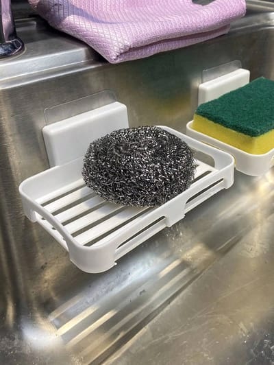 Plastic Reinigingsspons Houder, Minimalistisch Wit Punch-free Keuken Opbergrek Voor Keuken