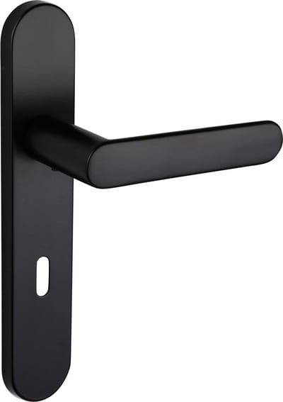 Lavuzo deurkruk Novara Zwart met afgerond schild SL72 | Per set | Deurkruk zwart | Deurklink met schild