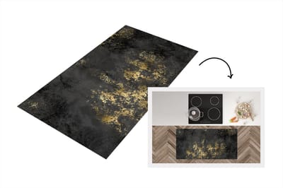 Keukenloper - Loper keuken - Gold - Luxe - Zwart - 120x60 cm - Keukenloper vinyl