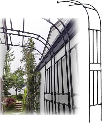 Tuinboog - Rozenboog Prieel - Klimplanten Ondersteunen - Gegalvaniseerd Staal - 150 x 270 cm - Zwart